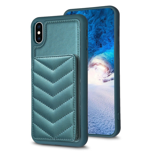 iPhone XS Max BF26 Wave Pattern Card Bag Holder Phone Case - Green