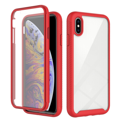 iPhone XS Max Starry Sky Solid Color Series Shockproof PC + TPU Case with PET Film - Red