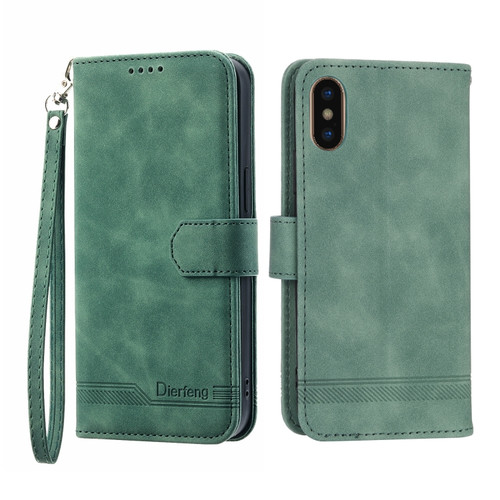 iPhone XS Max Dierfeng Dream Line TPU + PU Leather Phone Case - Green