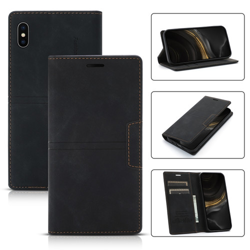 iPhone XS Max Dream Magnetic Suction Business Horizontal Flip PU Leather Case with Holder & Card Slot & Wallet - Black