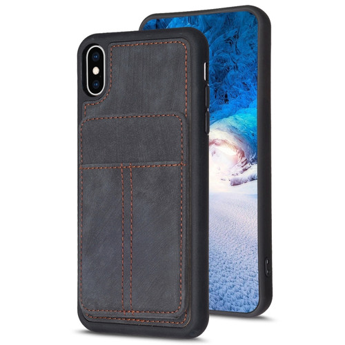 iPhone XS Max BF28 Frosted Card Bag Phone Case with Holder - Black