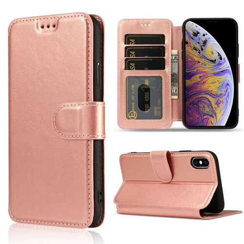iPhone XS Max Shockproof PU + TPU Leather Phone Case - Rose Gold