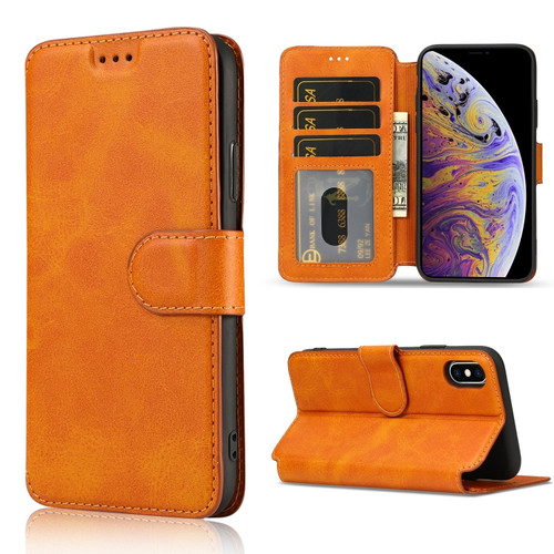 iPhone XS Max Shockproof PU + TPU Leather Phone Case - Khaki
