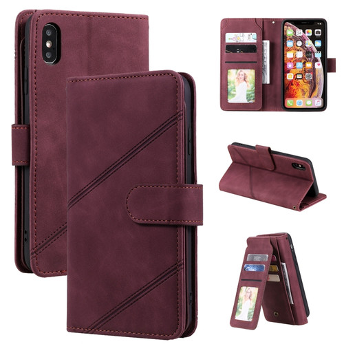 iPhone XS Max Skin Feel Business Horizontal Flip PU Leather Case with Holder & Multi-Card Slots & Wallet & Lanyard & Photo Frame - Red