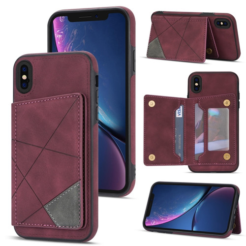 iPhone XS Max Line Card Holder Phone Case - Wine Red