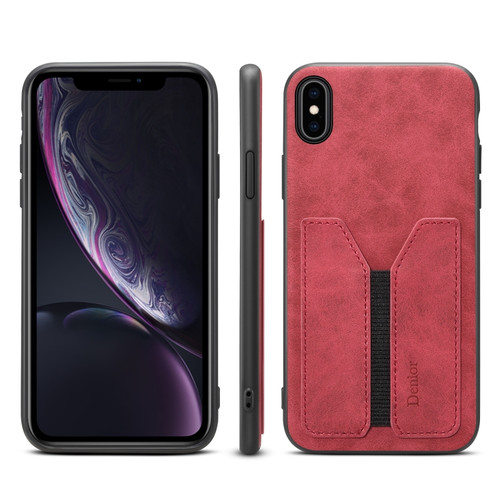 iPhone XS Max Denior DV Elastic Card PU Back Cover Phone Case - Red