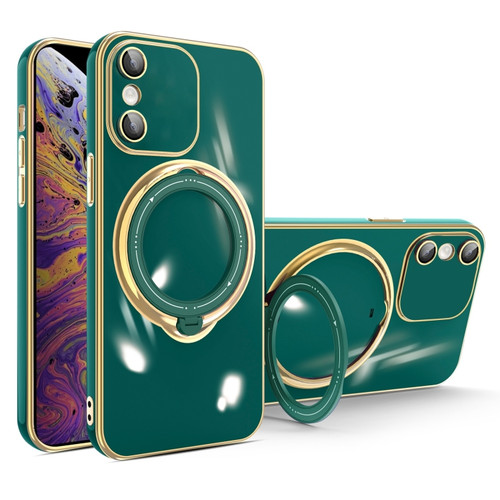 iPhone XS Max Multifunction Electroplating MagSafe Holder Phone Case - Dark Green