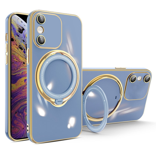 iPhone XS Max Multifunction Electroplating MagSafe Holder Phone Case - Blue