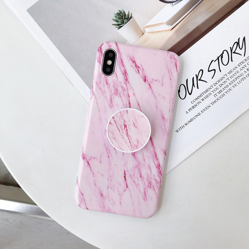 iPhone XS Max Marble Anti-drop TPU Protection Back Cover with Folding Holder - Z21