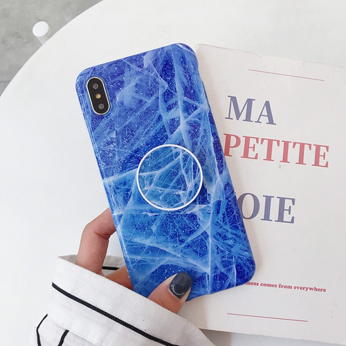 iPhone XS Max Marble Anti-drop TPU Protection Back Cover with Folding Holder - Z25