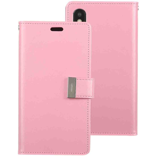 iPhone XS Max GOOSPERY RICH DIARY Crazy Horse Texture Horizontal Flip Leather Case with Card Slots & Wallet  - Pink