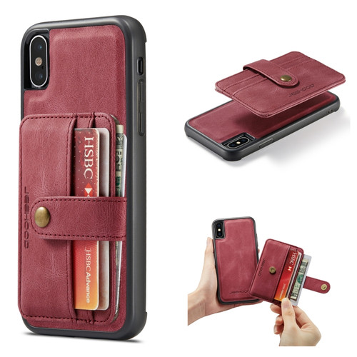 iPhone XS Max JEEHOOD RFID Blocking Anti-Theft Wallet Phone Case - Red