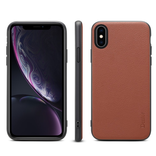 iPhone XS Max Denior V7 Luxury Car Cowhide Leather Ultrathin Protective Case - Brown