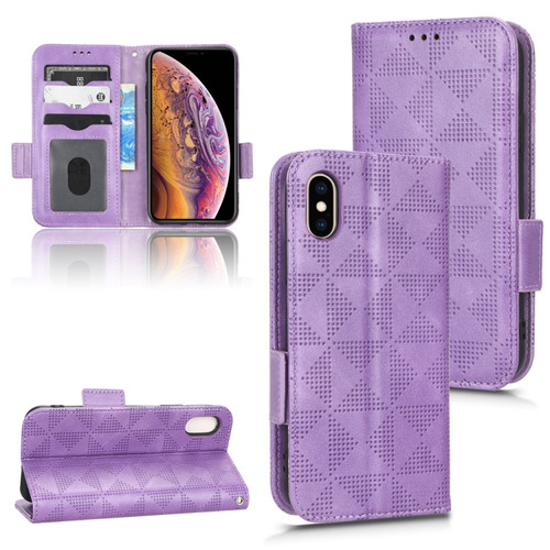 iPhone XS Max Symmetrical Triangle Leather Phone Case - Purple