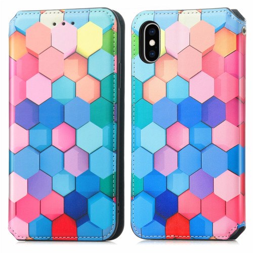 iPhone XS Max Colorful Magnetic Horizontal Flip PU Leather Case with Holder & Card Slot & Wallet - Colorful Cube