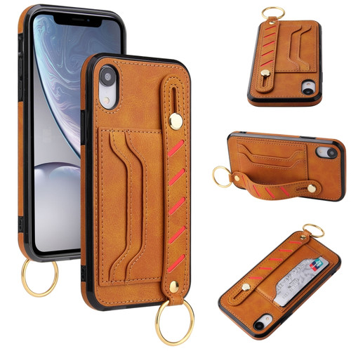 iPhone XS Max Wristband Wallet Leather Phone Case - Yellow