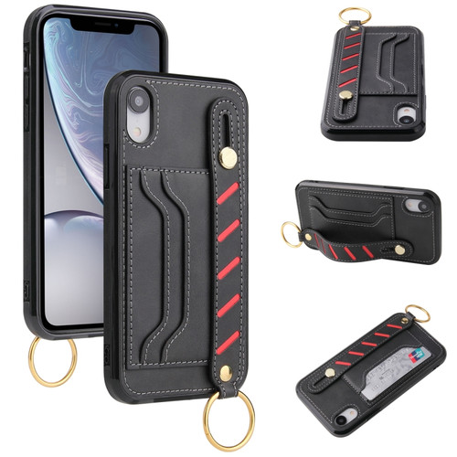 iPhone XS Max Wristband Wallet Leather Phone Case - Black