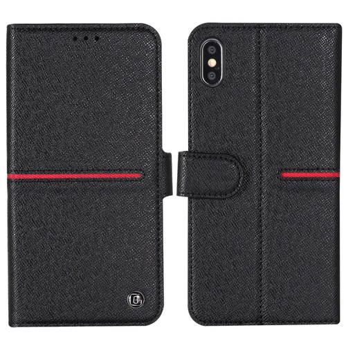 iPhone XS Max GEBEI Top-grain Leather Horizontal Flip Protective Case with Holder & Card Slots & Wallet & Photo Frame - Black