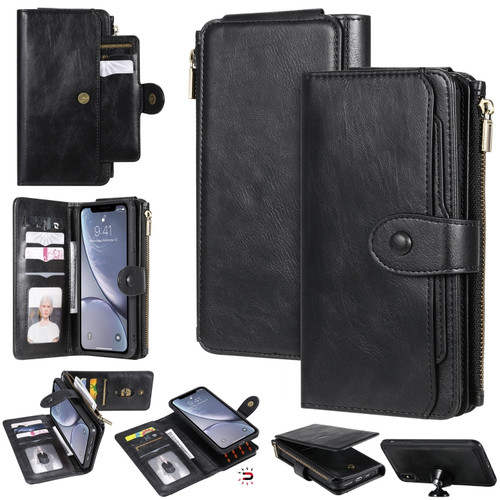 iPhone XS Max Multifunctional Retro Detachable Magnetic Horizontal Flip Leather Case with Card Slots & Holder & Wallet & Photo Frame - Black