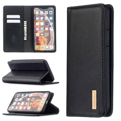 iPhone XS Max 2 in 1 Detachable Magnetic Horizontal Flip Genuine Leather Case with Holder & Card Slots & Wallet - Black