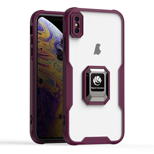 iPhone X / XS Armor Shockproof Magnetic Ring Phone Case - Red
