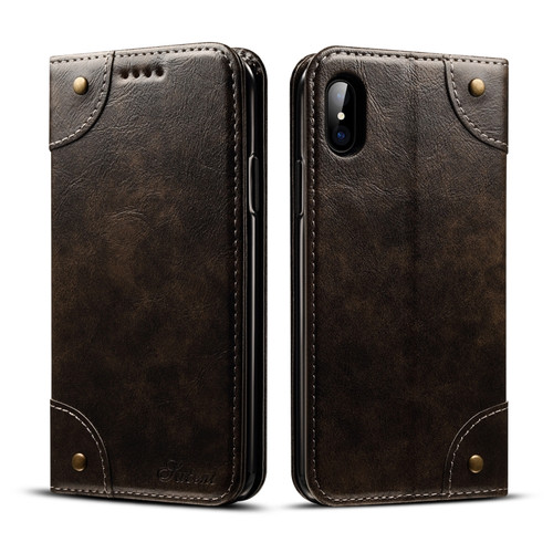 iPhone X / XS Baroque Simple Horizontal Flip Leather Case, with Holder & Card Slots & Wallet - Black