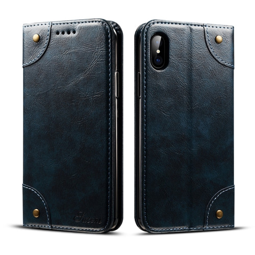 iPhone X / XS Baroque Simple Horizontal Flip Leather Case, with Holder & Card Slots & Wallet - Blue