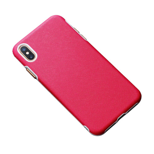 iPhone X / XS Business Cross Texture PC Protective Case - Rose Red