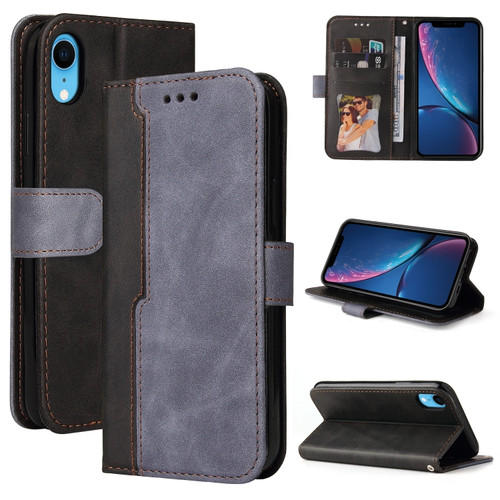 iPhone X / XS Business Stitching-Color Horizontal Flip PU Leather Case with Holder & Card Slots & Photo Frame - Gray
