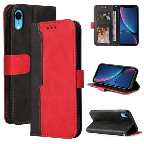 iPhone X / XS Business Stitching-Color Horizontal Flip PU Leather Case with Holder & Card Slots & Photo Frame - Red