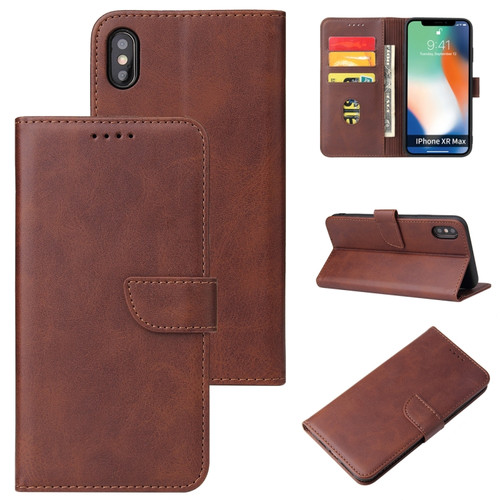 iPhone X / XS Calf Texture Buckle Horizontal Flip Leather Case with Holder & Card Slots & Wallet - Brown