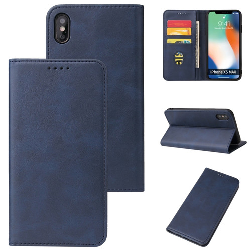 iPhone X / XS Calf Texture Magnetic Horizontal Flip Leather Case with Holder & Card Slots & Wallet - Blue