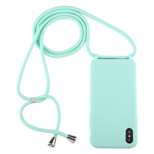 iPhone X / XS Candy Color TPU Protective Case with Lanyard - Mint Green