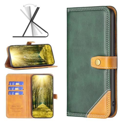 iPhone X / XS Color Matching Double Sewing Thread Leather Case - Green