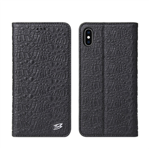 iPhone X / XS Crocodile Texture PC + TPU Horizontal Flip Leather Case with Holder & Card Slots & Wallet - Black