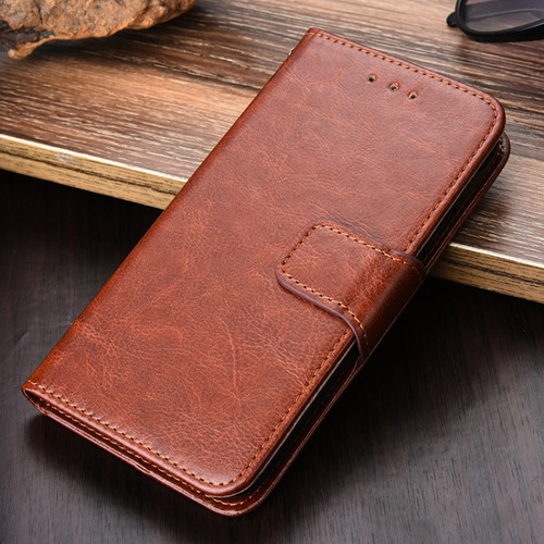 iPhone X / XS Crystal Texture Horizontal Flip Leather Case with Holder & Card Slots & Wallet - Brown