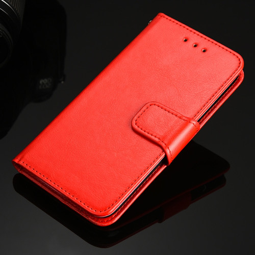 iPhone X / XS Crystal Texture Horizontal Flip Leather Case with Holder & Card Slots & Wallet - Red