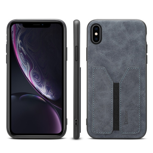 iPhone X / XS Denior DV Elastic Card PU Back Cover Phone Case - Grey