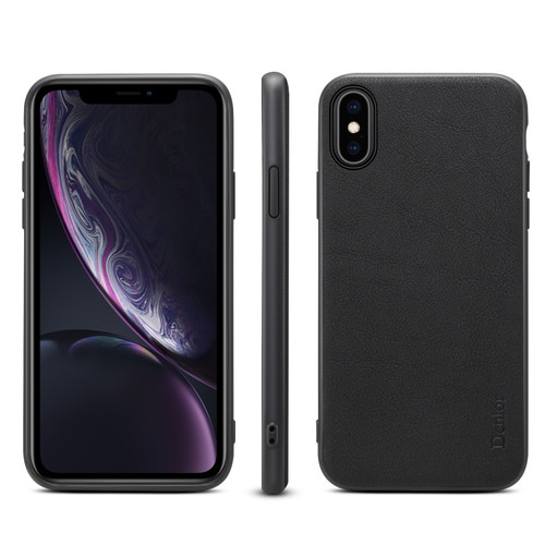 iPhone X / XS Denior V7 Luxury Car Cowhide Leather Ultrathin Protective Case - Black