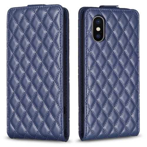 iPhone X / XS Diamond Lattice Vertical Flip Leather Phone Case - Blue
