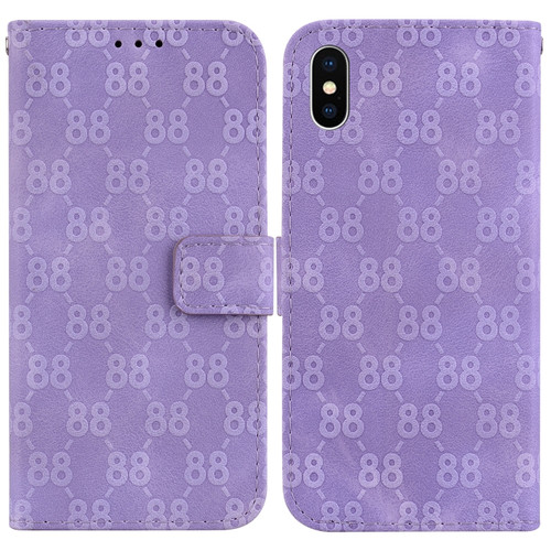 iPhone X / XS Double 8-shaped Embossed Leather Phone Case - Purple