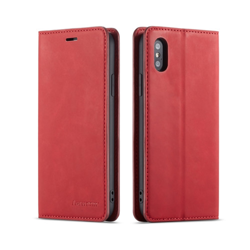 iPhone X / XS Forwenw Dream Series Oil Edge Strong Magnetism Horizontal Flip Leather Case with Holder & Card Slots & Wallet & Photo Frame - Red