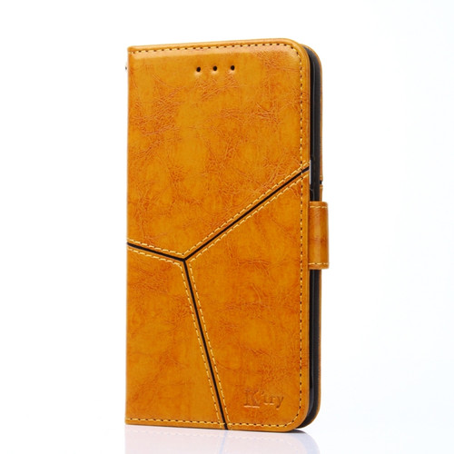 iPhone X / XS Geometric Stitching Horizontal Flip TPU + PU Leather Case with Holder & Card Slots & Wallet - Yellow