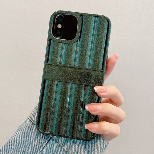 iPhone X / XS Glitter Powder Door Frame TPU Phone Case - Dark Green