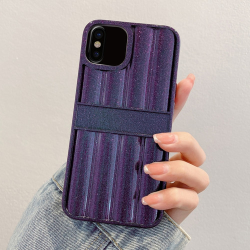 iPhone X / XS Glitter Powder Door Frame TPU Phone Case - Deep Purple