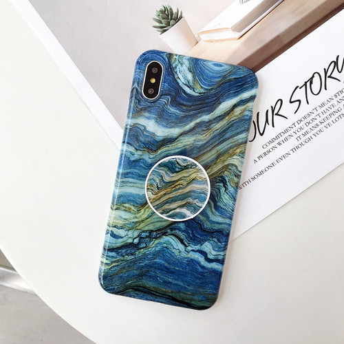 iPhone X / XS Glossy Marble Folding Bracket Anti-drop TPU Case - Z13