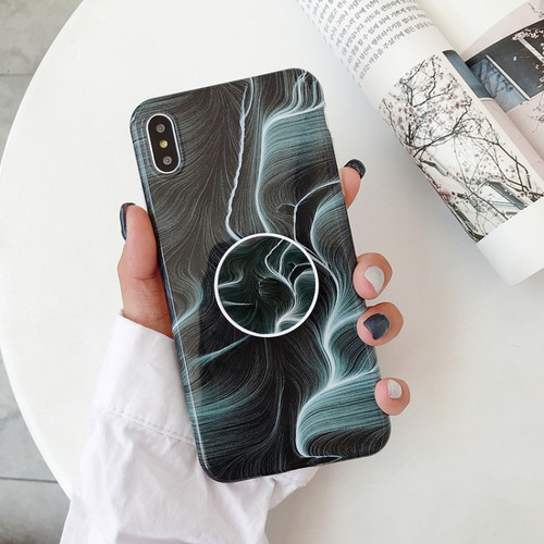 iPhone X / XS Glossy Marble Folding Bracket Anti-drop TPU Case - Z14