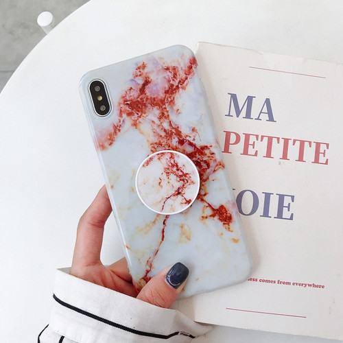 iPhone X / XS Glossy Marble Folding Bracket Anti-drop TPU Case - Z15