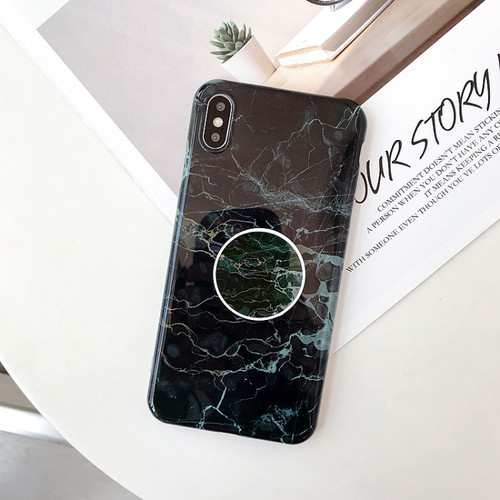 iPhone X / XS Glossy Marble Folding Bracket Anti-drop TPU Case - Z24