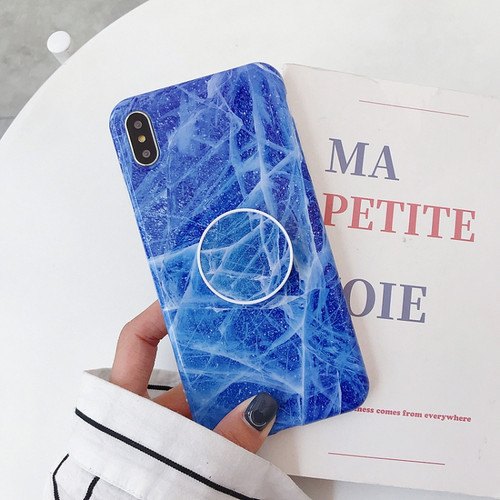 iPhone X / XS Glossy Marble Folding Bracket Anti-drop TPU Case - Z25